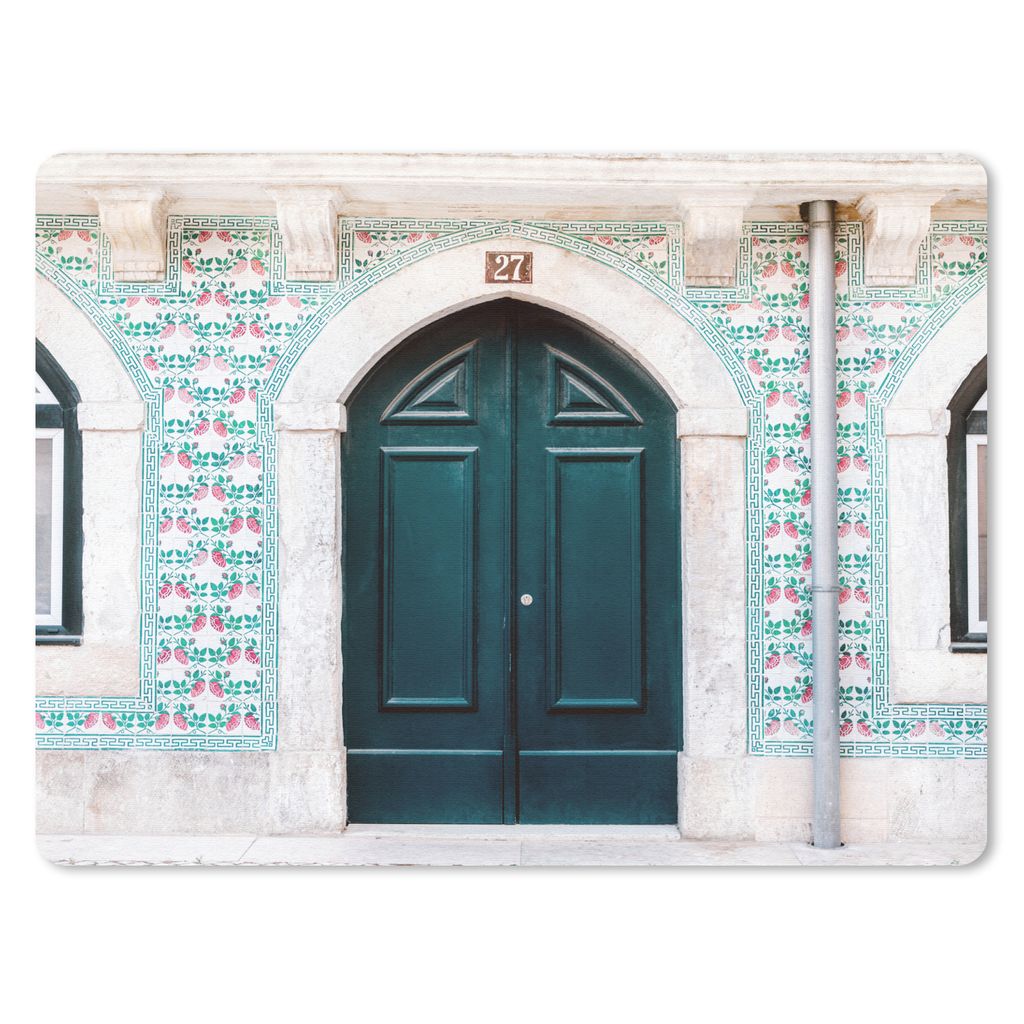 MuchoWow Mauspad Mousepad Tür - Holz - Grün - Haus 40x30 cm - Mousepads - Maus Mat - Pad - Mausunterlage - Anti Rutsch