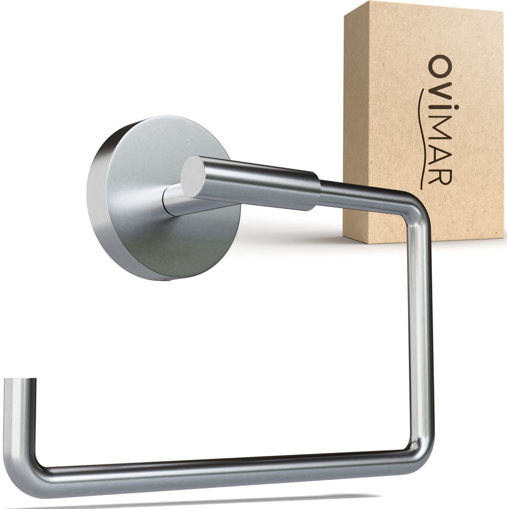 ovimar Toilettenpapierhalter Sejero zum Bohren Silber | Klorollenhalter in Edelstahl | Klorollenhalter ohne Deckel | WC Rollenhalter mit Absenkdäm...