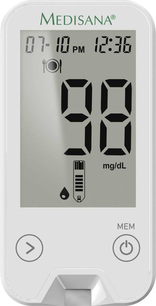 Medisana MediTouch, Biały, 5 s, LCD, mg /dL, 0,6 µl, 50 mm Zdjęcie produktu 