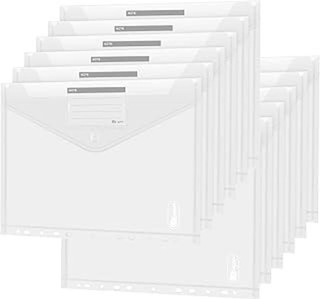 Dokumententasche A4 30 pack- Transparent Druckknopf A4 Dokumentenmappe Sammelmappen für Dokumente Organisieren mit Binderlöcher und Etikettentasc...