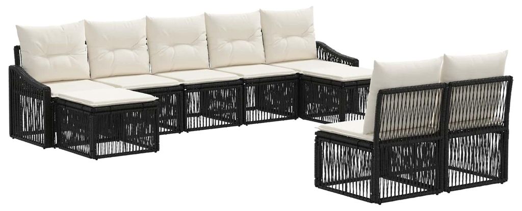 vidaXL Gartensofa-set 9 pcs Schwarz Poly-Rattan