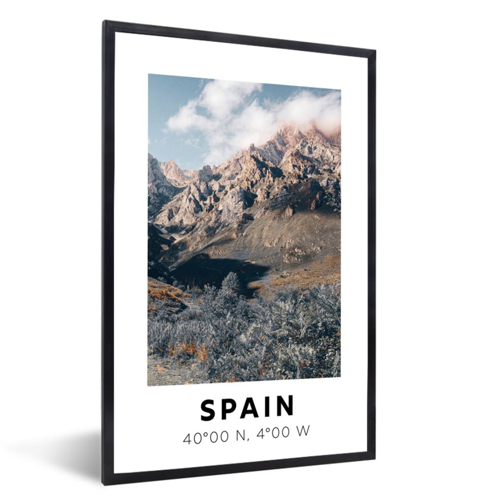 MuchoWow Gerahmtes Poster Spanien - Natur - Berge 20x30 cm - Poster mit Schwarzem Bilderrahmen Wandposter Rahmen Foto Bilder - Drucken - Bilder P...