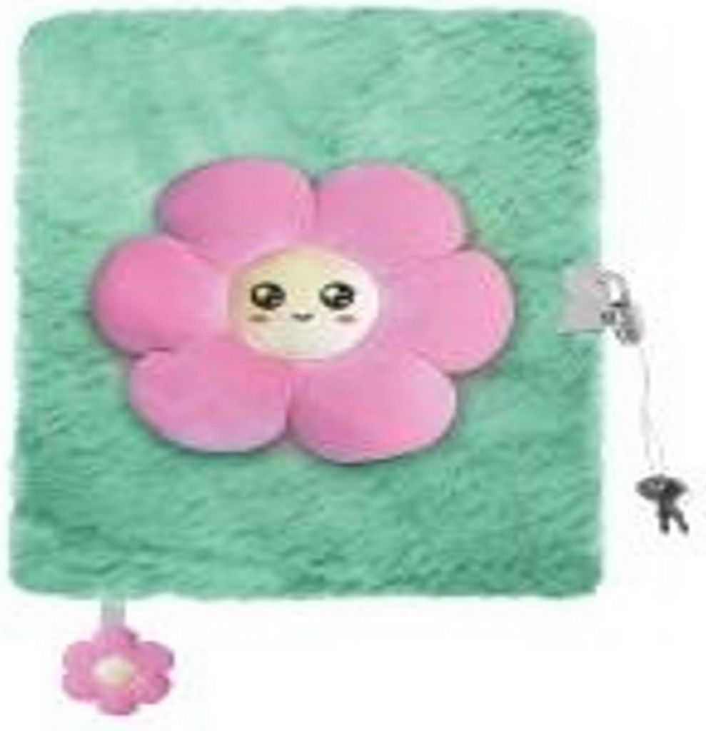 Majewski Plüsch Tagebuch A5 96k Pink Flower mint mit Blume
