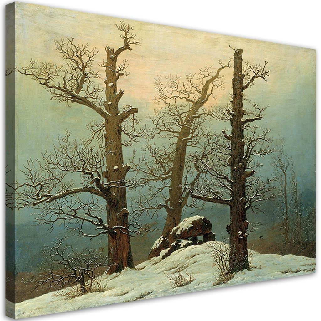 Leinwandbild Steinhaufen im Schnee - Caspar David Friedrich 100x70 Feeby Bunt bild für die wand bereit zum aufhängen