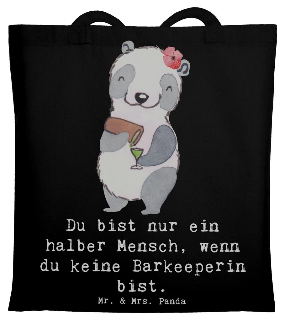 Mr. & Mrs. Panda Schultasche Barkeeperin Herz - Schwarz - Geschenk, Ausbildung, Laptoptasche, Bartender, Kurs, Tote Bag, Uni Tasche, Shopping, Jute...