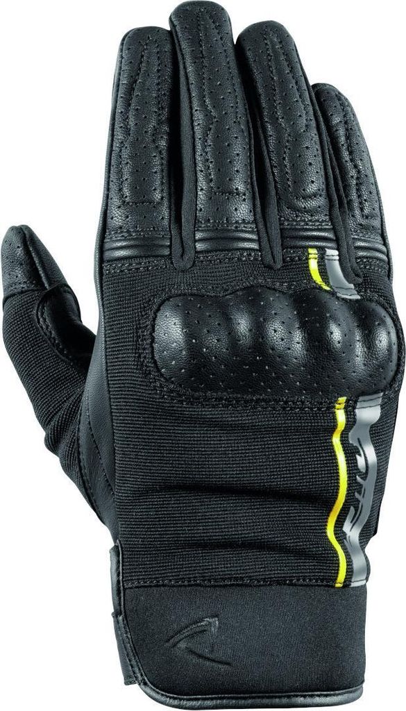 DIFI Reptile perforierte Motorrad Handschuhe, schwarz/grau/gelb, M