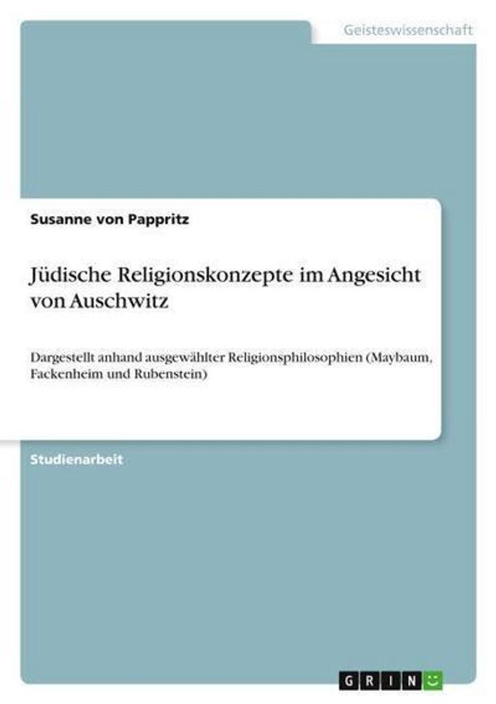 Jüdische Religionskonzepte im Angesicht von Auschwitz