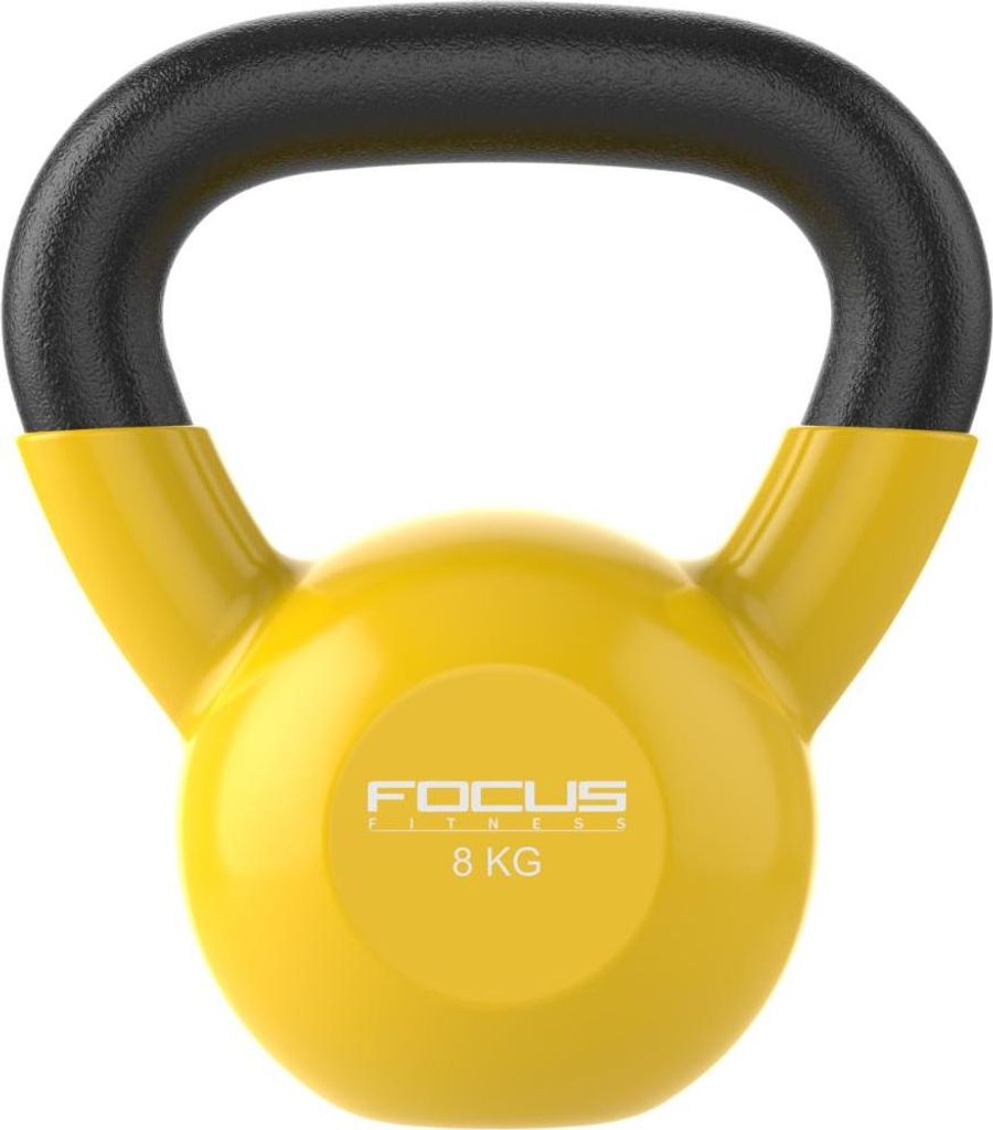 Kettlebell - Focus Fitness Vinyl - 8 kg - Gelb
