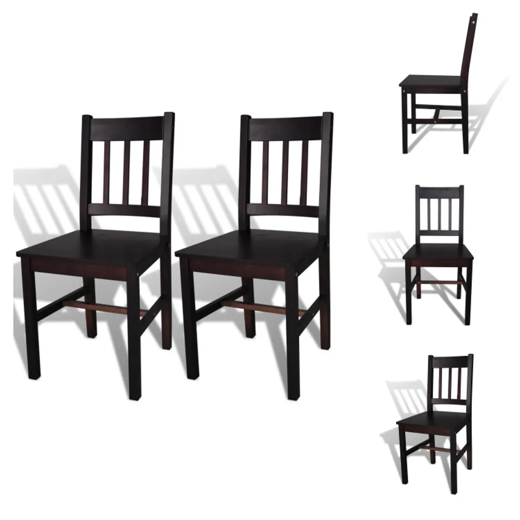 Set 2 Sedie Cucina Marrone Scuro vidaXL in Pino Massiccio - Prezzi