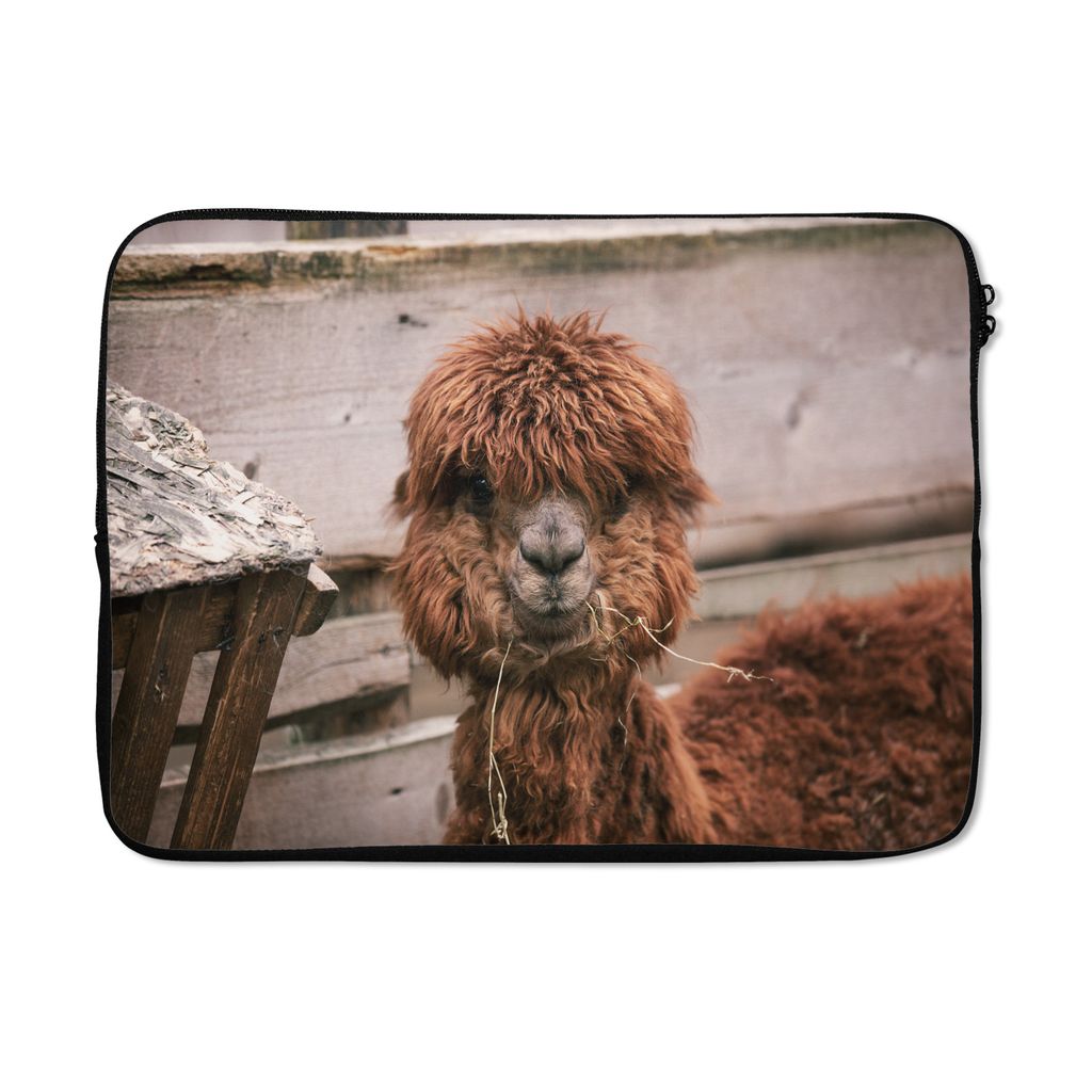 MuchoWow Laptop Hülle 14 ZollAlpaka - Tiere - Fell Laptoptasche - Laptoptasche - Stoßsicher - Schutzhaube