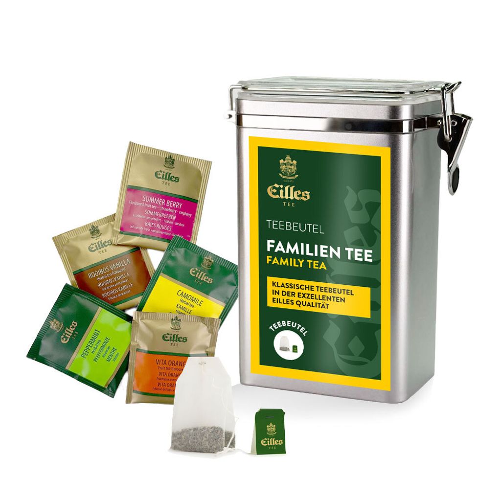 FAMILY TEE Aromadose mit 5 Sorten EILLES Deluxe Teebeutel für die Familie