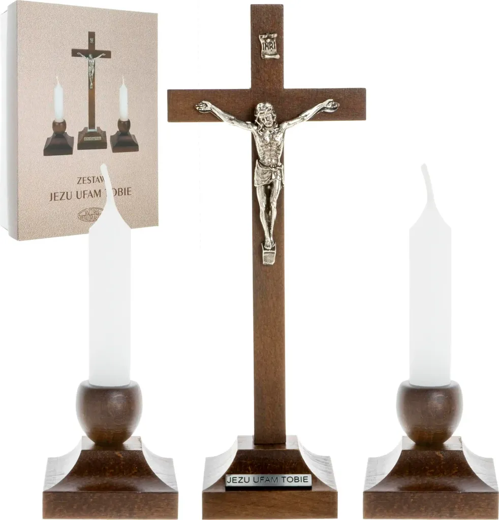 Ensemble chants de Noël bois brun foncé gravé Jésus j'ai confiance en toi