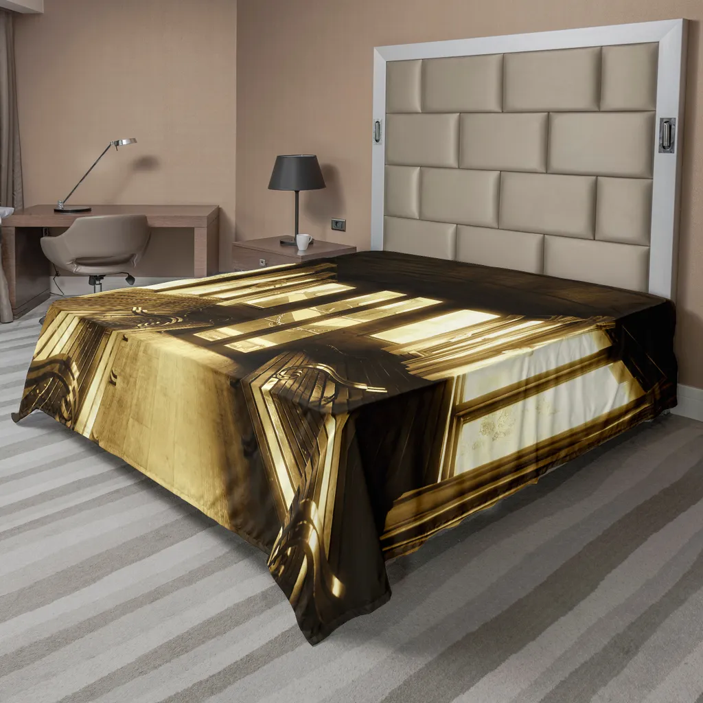 Drap de Dessus Décoratif Salon de Train Ancien pour Lit King Size XL