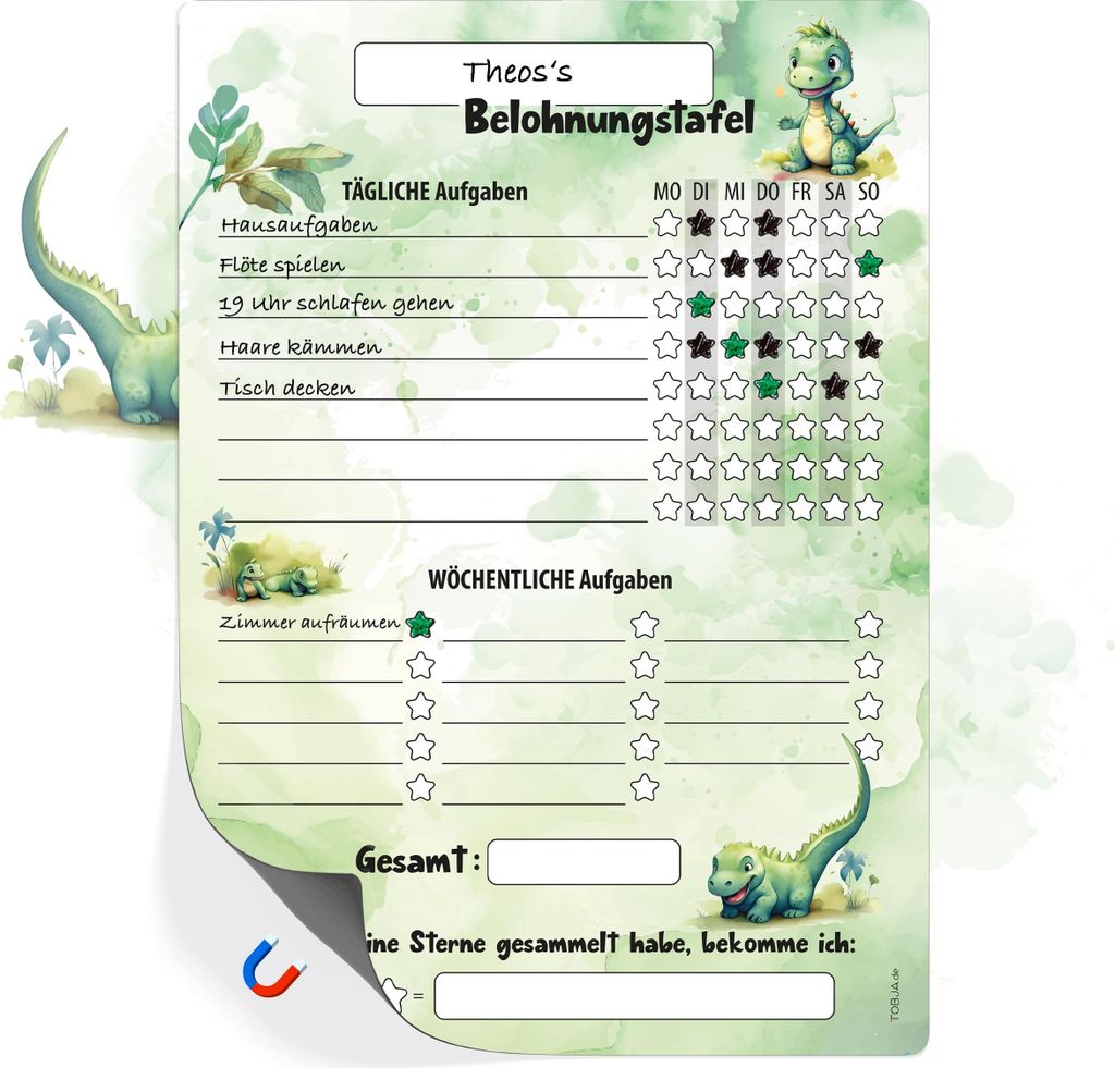 Belohnungstafel Kinder A4 magnetisch - Spielerisches Produktbild 