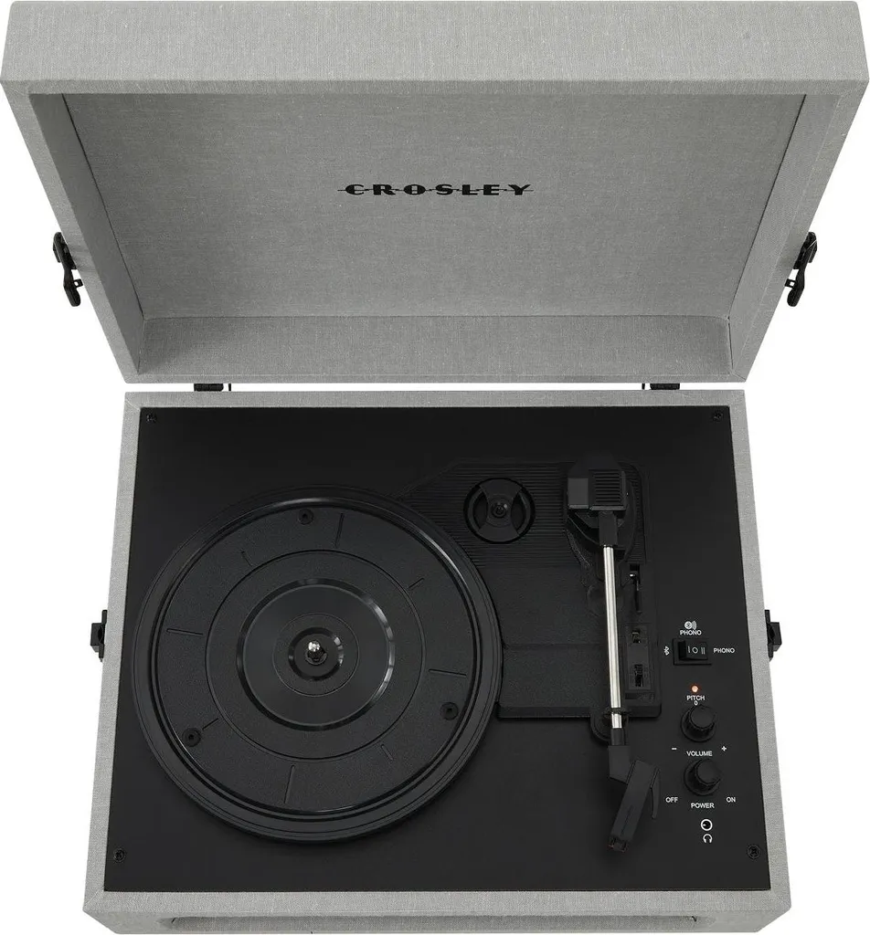 Platine Vinyle avec Enceintes Intégrées : Crosley Voyager Bluetooth Gris