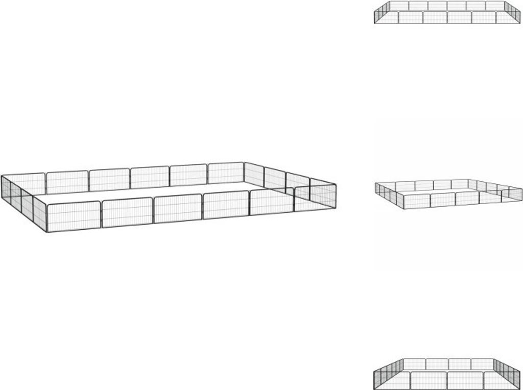 vidaXL 20-tlg. Hundelaufstall Schwarz 100x50cm Stahl Pulverbeschichtet - Hundezwinger & -ausläufe