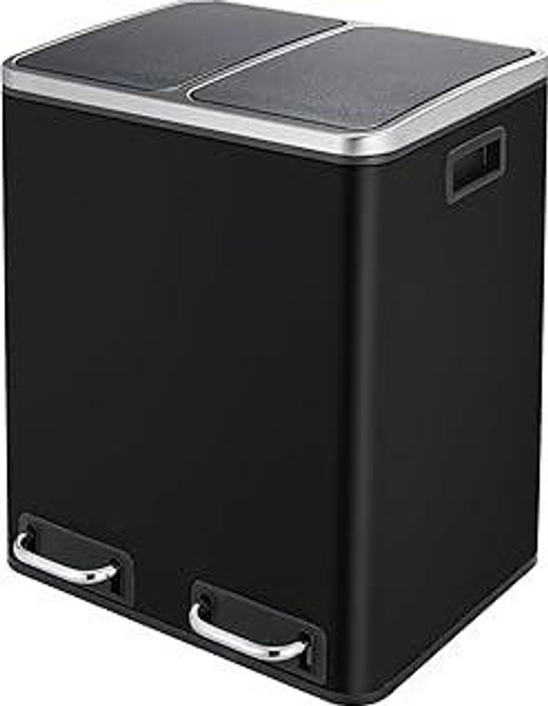 Clevich Mülleimer Küche 30L, Mülltrennsystem 2 Fächer, 2 x 15 Liter,Müllbeutel Büro, Abfalleimer, Treteimer, recycelbare Abfälle, Biomüll, ...