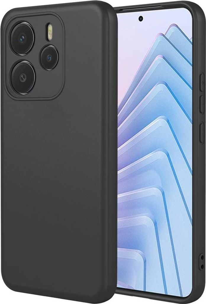 Hülle für Xiaomi Redmi Note 14 5G - Phonesta Soft Silk Silikon Back Cover - Schwarz