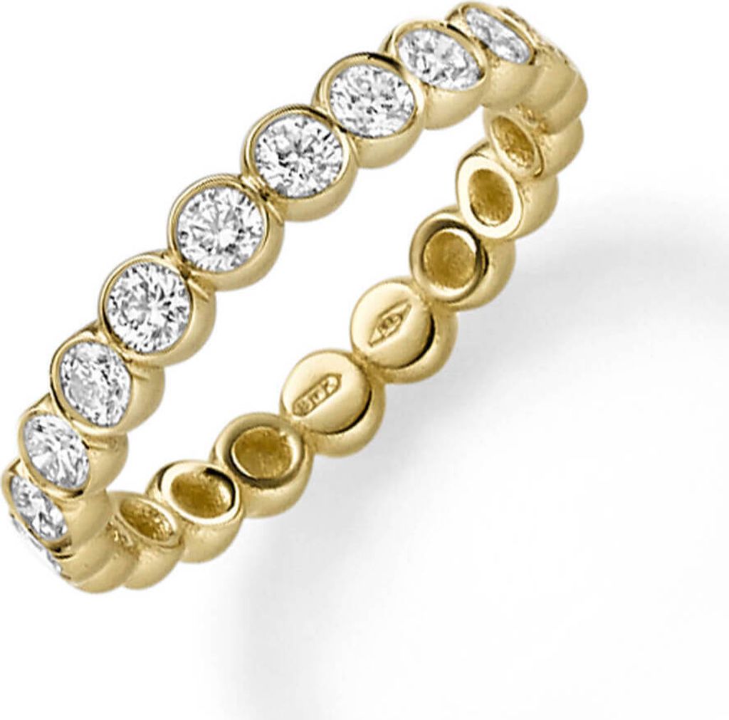 Halbmemory-Ring Damenring aus 585 Gold Gelbgold mit 11 Diamanten 0.62ct TW-SI Innenumfang 52mm Ø16.6mm