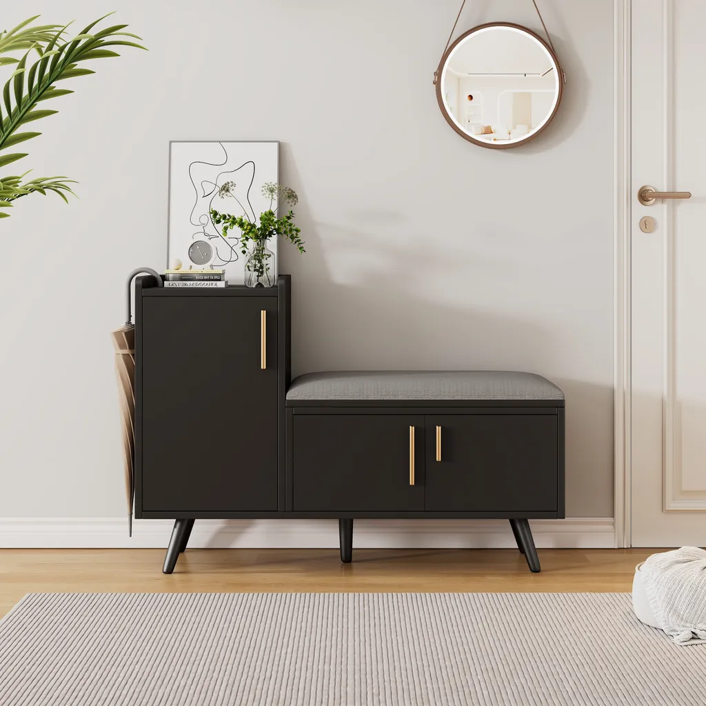Commode à chaussures gain de place avec banc intégré pour petit hall