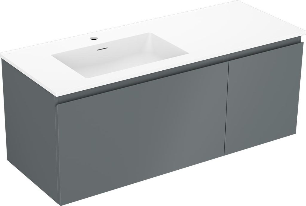 Mexen Orio Badezimmer-Unterschrank 90 cm mit Waschbecken Vela, 2 Schubladen, weiß glänzend - 91A10-09047-2-BFF00-W23M00