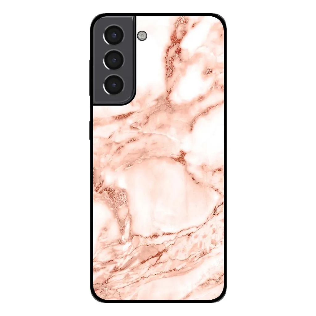 Custodia Samsung S22 Plus Marmo Bianco Oro Rosa - Cover Posteriore