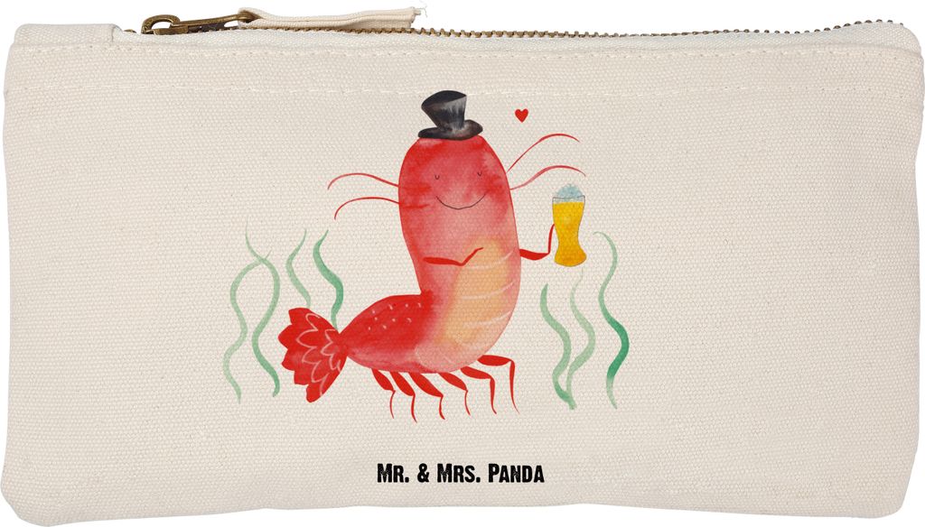 Mr. & Mrs. Panda Pouch Hummer Weizen Größe S Klein - Weiß - Geschenk, Wirtschaft, Gasthaus, Schminktasche, Stoffbeutel, Meer, Bier, Make-Up Tasc...