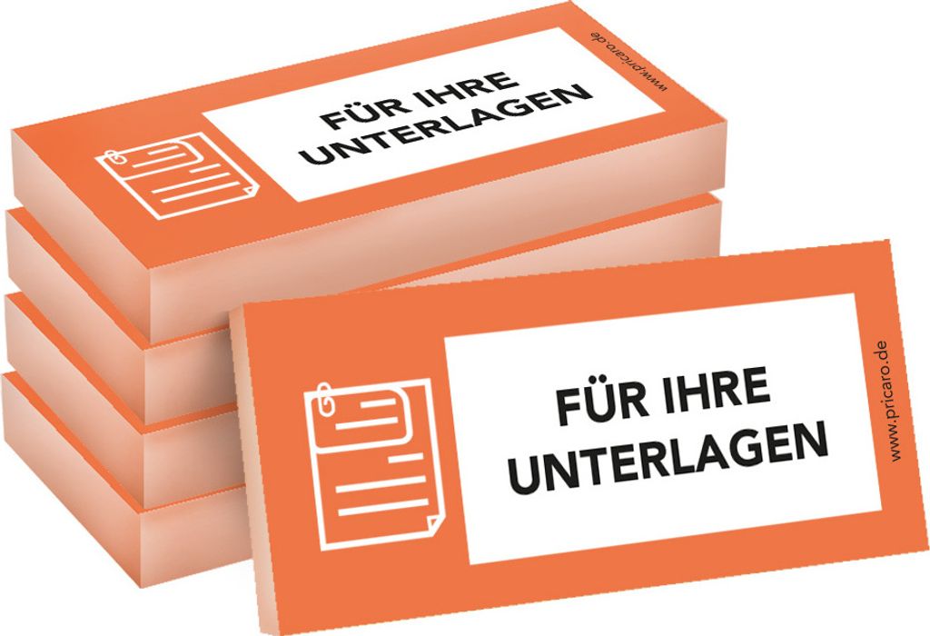 PRICARO Haftnotizen "Für Ihre Unterlagen", orange, 100 Blatt, 5 Stück