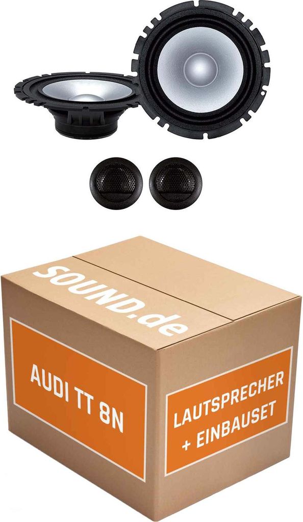 Lautsprecher Boxen Einbaupaket vorne Alpine SXE-1750S passend für Audi TT 8N | 2x Tief-Mitteltöner 2x Hochtöner