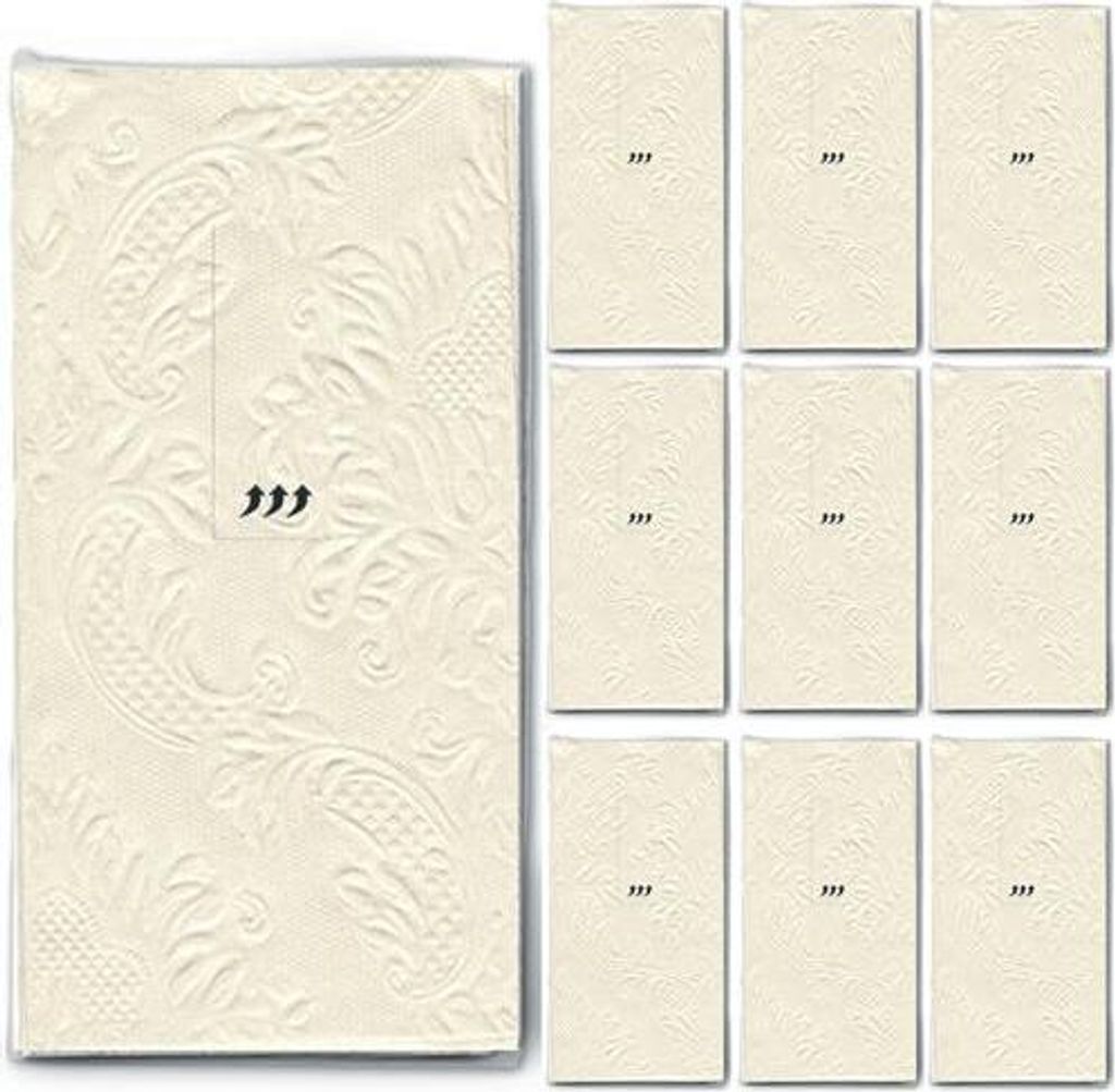 10 x 10 Taschentücher Moments Ornament creme beige - Uni Produktbild 
