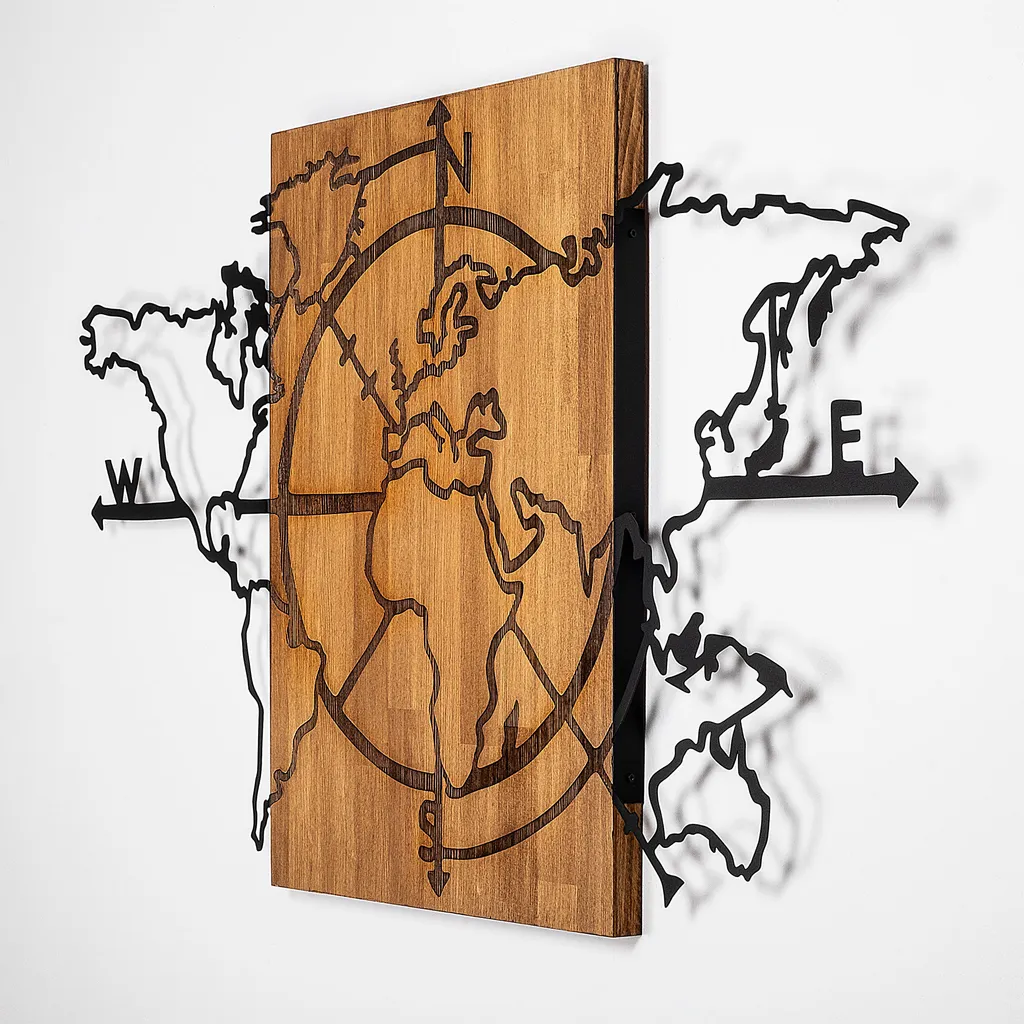 Habiller un Mur Vide : Mappemonde Métal Noir Wallity Largeur 118 cm - 6
