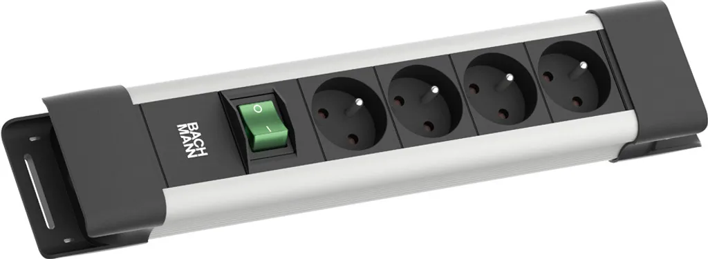 Multiprise 4 prises interrupteur câble 2m BACHMANN Gris CEE7/7