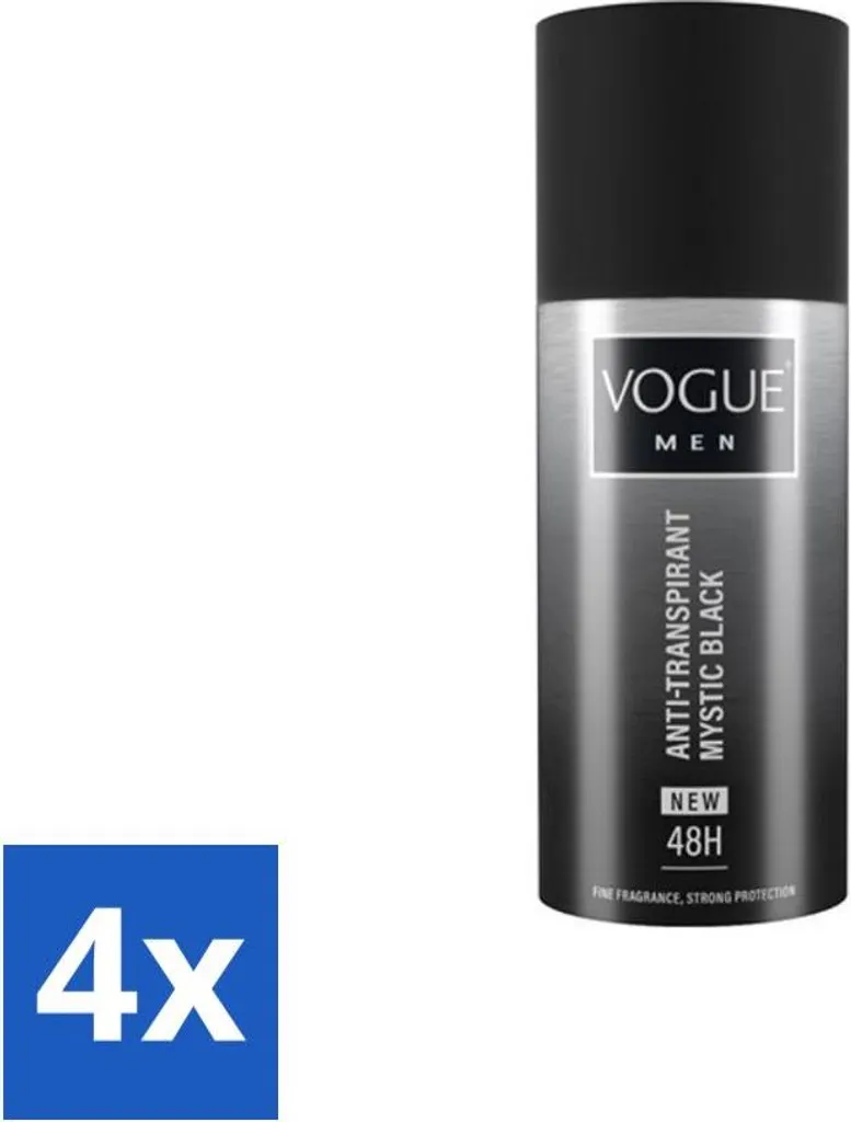 Vogue Uomo - Mystic Black - Deodorante Spray - Antitraspirante - 150 ml - confezione risparmio - 4 pezzi