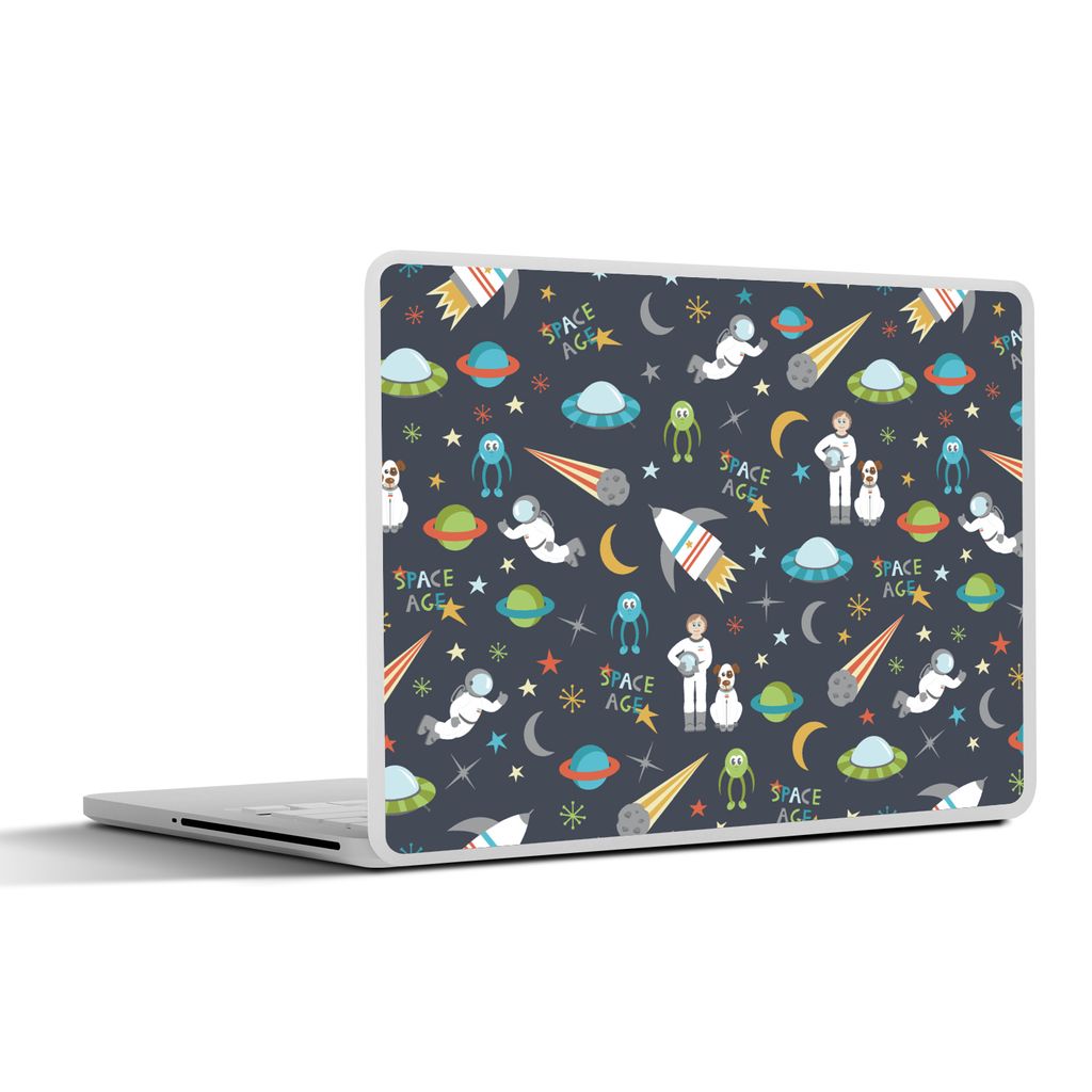MuchoWow Laptop Aufkleber Sticker Cover Astronaut - Ufo - Regenbogen - Muster 40x30 cm - Laptop Dekoration - Selbstklebend