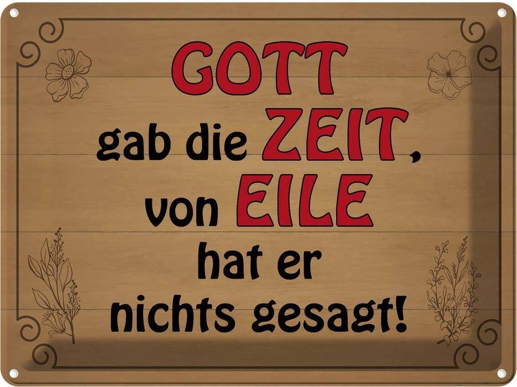 vianmo Blechschild 30x40 cm Gott gab Zeit von Eile nichts Dekoration Spruch Zitat
