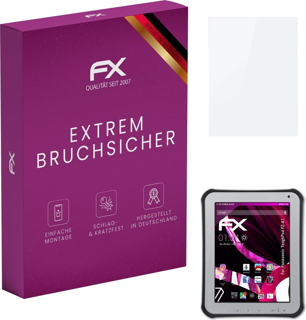atFoliX FX-Hybrid-Glass Displayfolie kompatibel mit Panasonic ToughPad FZ-A1 Glasfolie