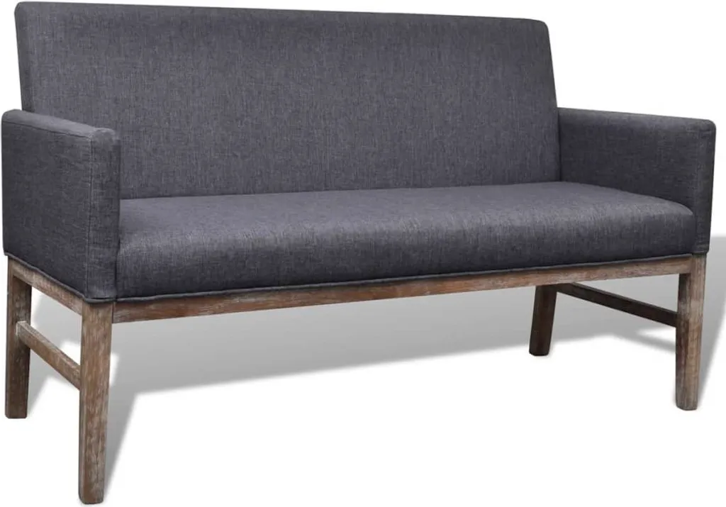 Banc de lit gris foncé en bois massif ZMH meuble d'assise rembourré chic