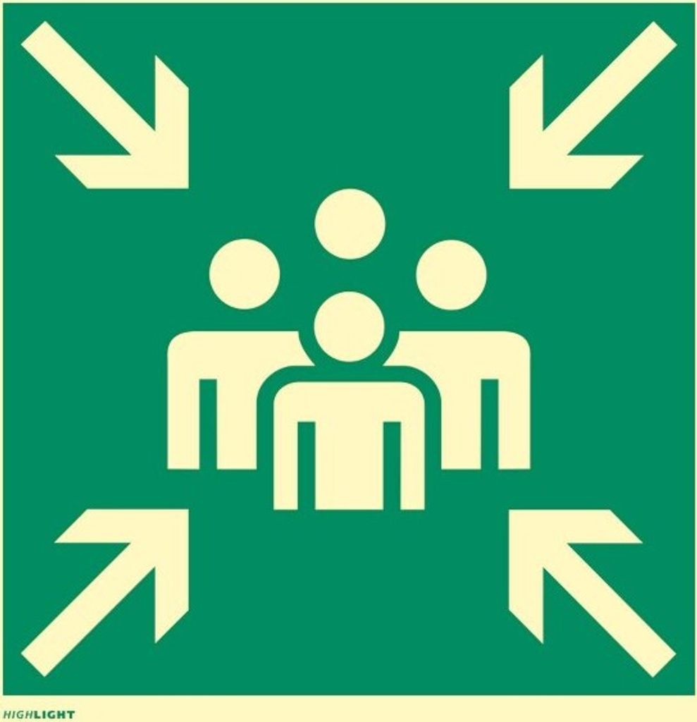 Dreifke Schild Fluchtwegschild Sammelstelle gem. ASRA1.3 BGVA8 praxisbewährt... Alu nachleuchtend 20x20cm