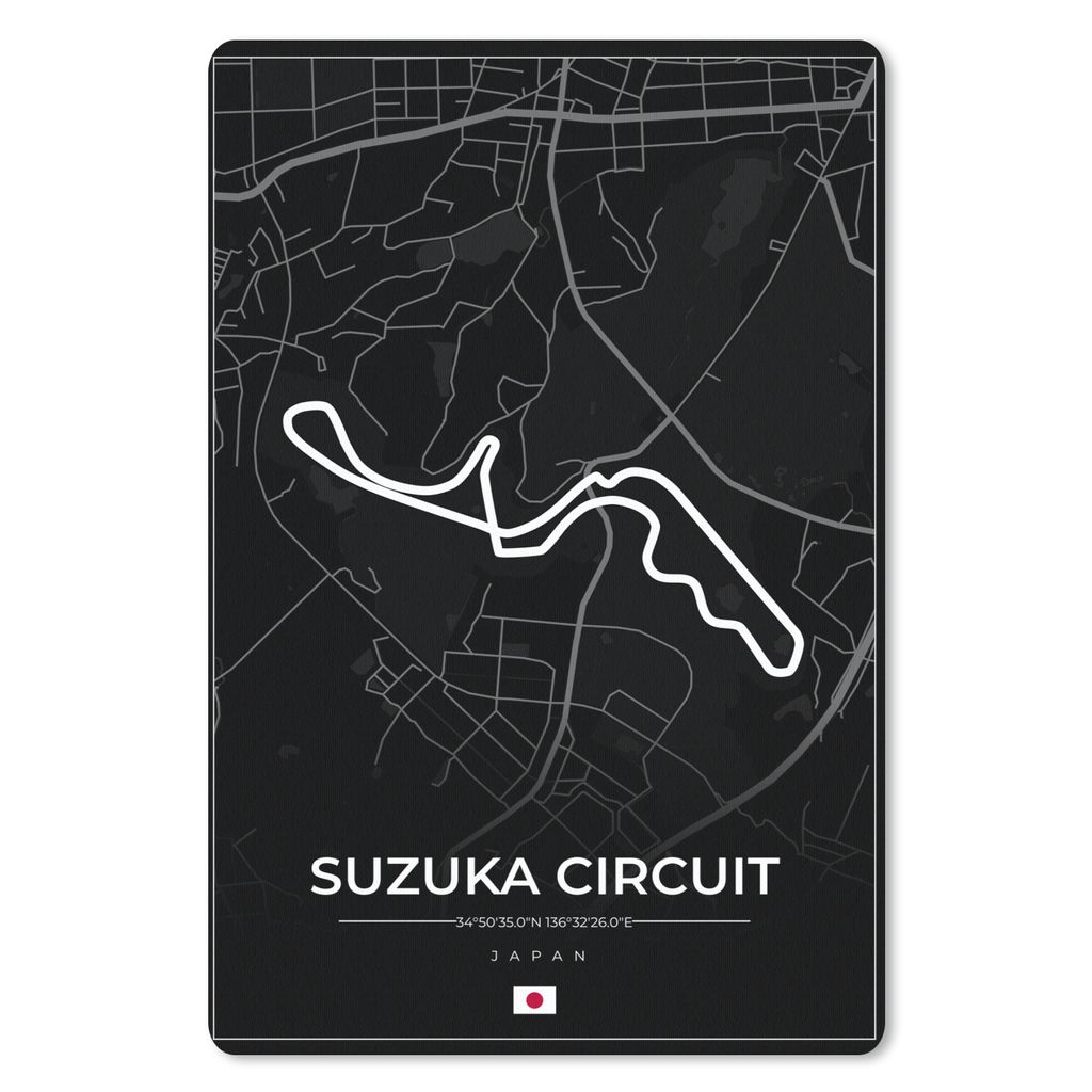 MuchoWow Mauspad Mousepad F1 - Rennsport - Japan - Suzuka Circuit - Rennstrecke - Schwarz 18x27 cm - Mousepads - Maus Mat - Pad - Mausunterlage