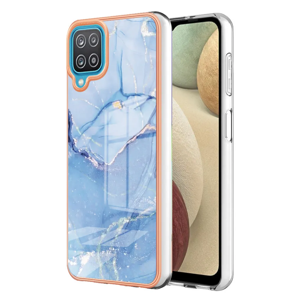 Custodia per Samsung Galaxy A12, custodia in silicone TPU a fantasia, paraurti antiurto blu