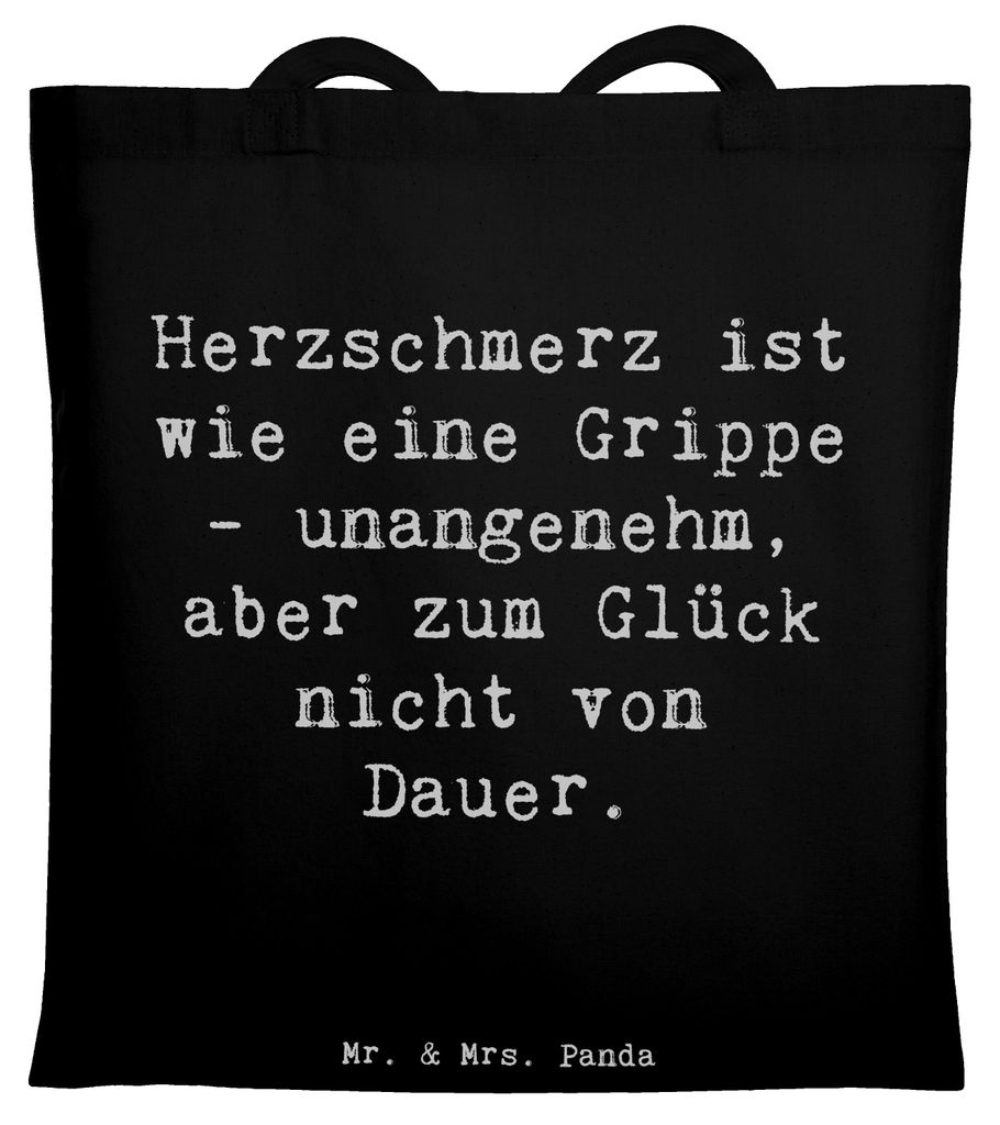 Mr. & Mrs. Panda stoff shopper Spruch Herzschmerz Grippe - Schwarz - Geschenk, schwierige Zeit, Emotionen, Motivation, Lichtblick, Tote Bag, Hoffnu...