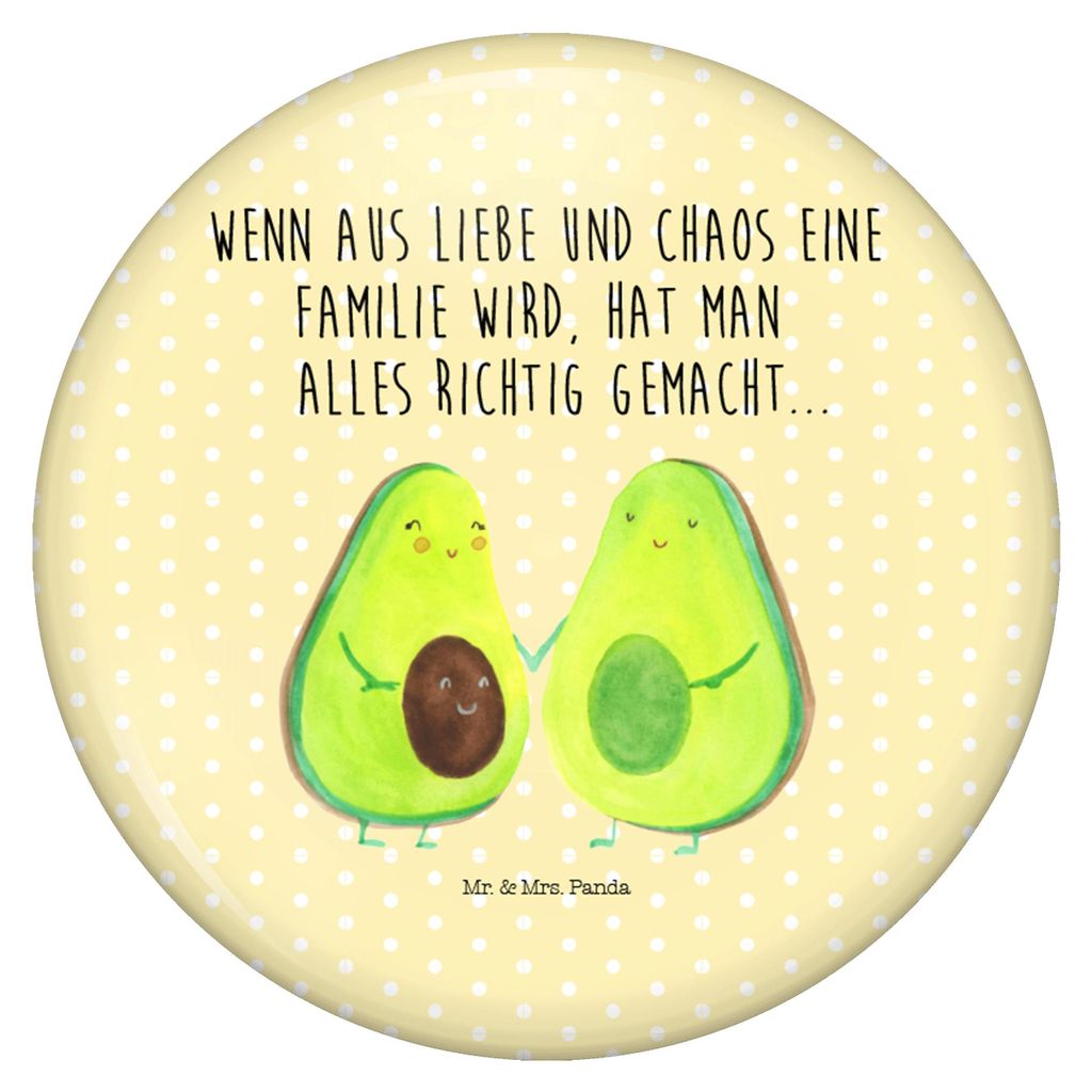 Mr. & Mrs. Panda Anstecker Pin Avocado Pärchen - Gelb Pastell - Geschenk, Ansteckplakette, Plakette, Kinder, Button, Badge, Geburt, Liebe