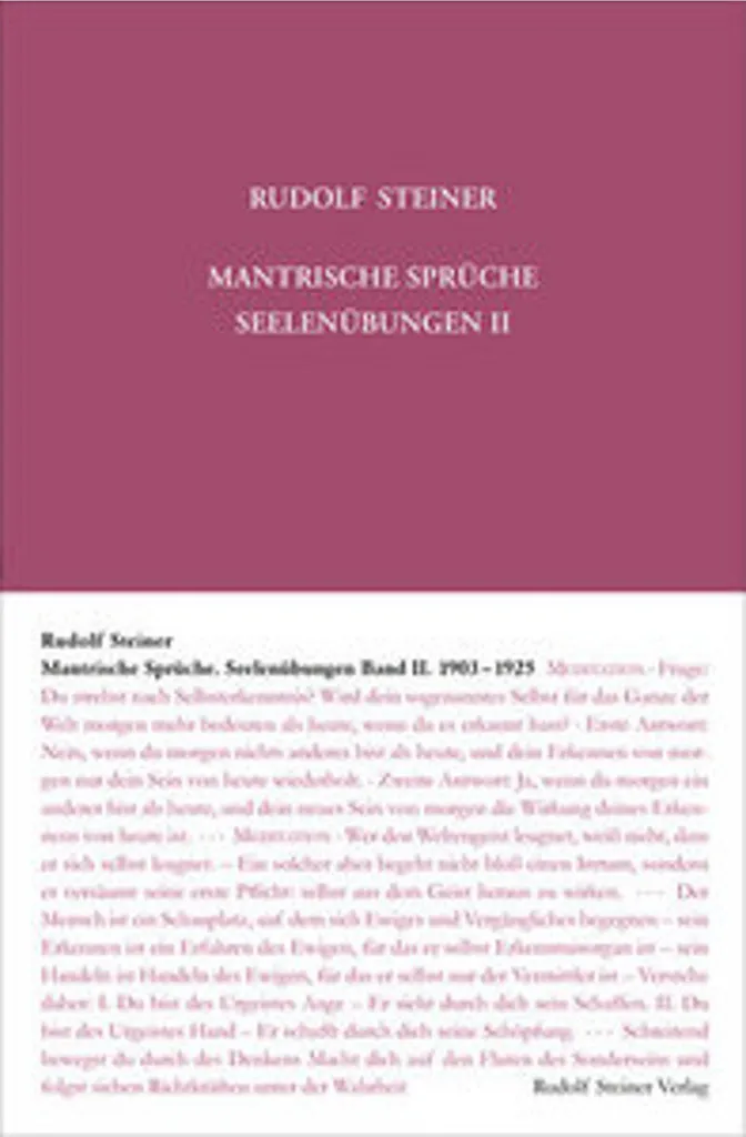 Mantrische Sprüche Seelenübungen II Rudolf Steiner Livre Méditation