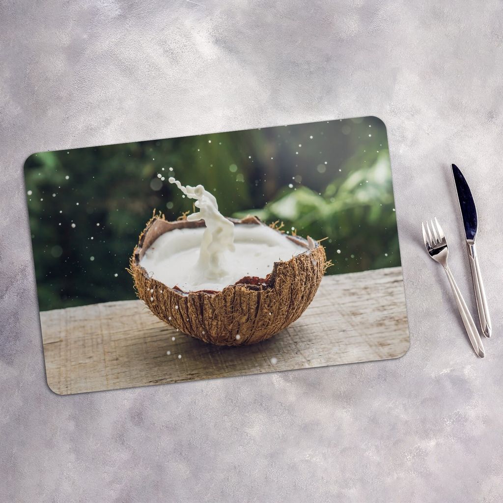 Tischset 6x45x30 cm Platzset Tischmatte Platzmatte Untersetzer - Kokosnuss Frucht und Milch