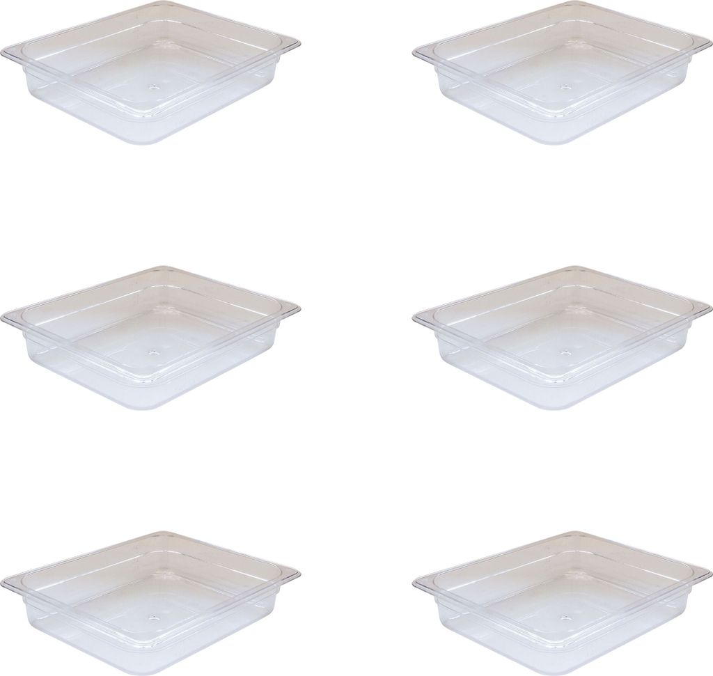 AcMax 6 Stück Polycarbonat GN 1/2 Gastronormbehälter GN-Behälter 4 Liter Tiefe 65mm Gastronorm