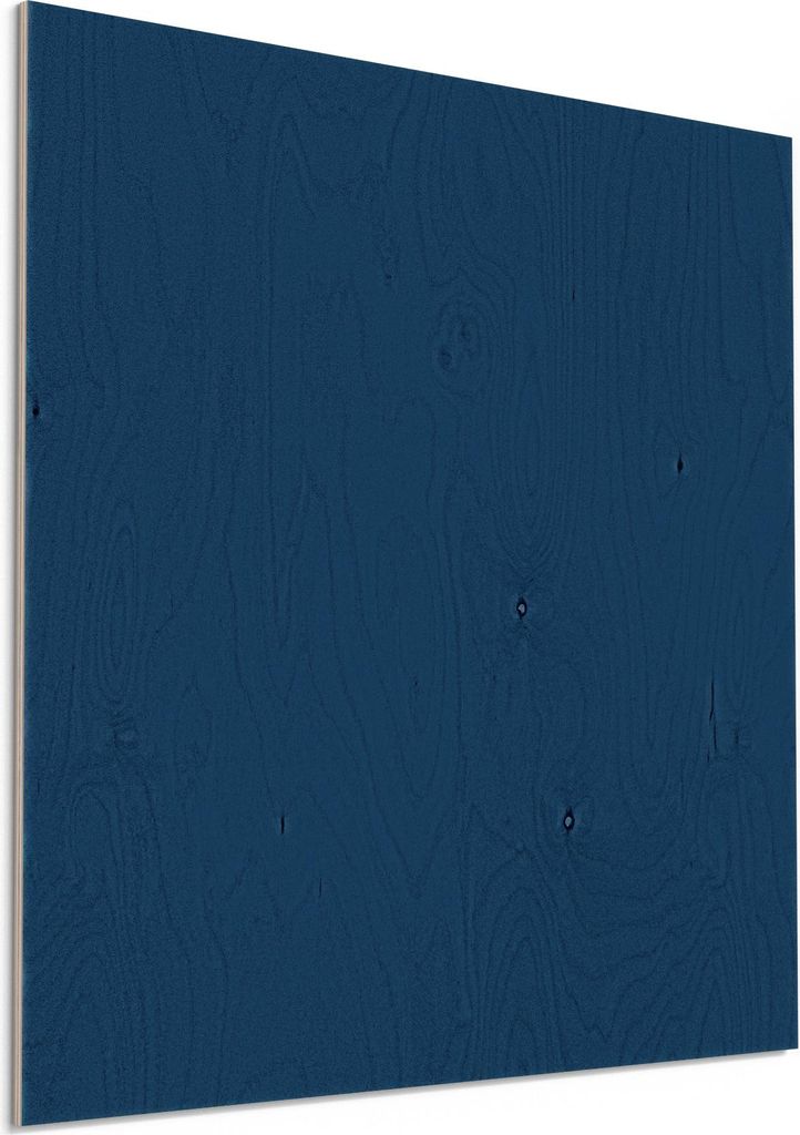 DEQORI Holzbild 50x50 cm 'Unifarben - Dunkelblau' Bild auf Holz Wandbild Kunstdruck
