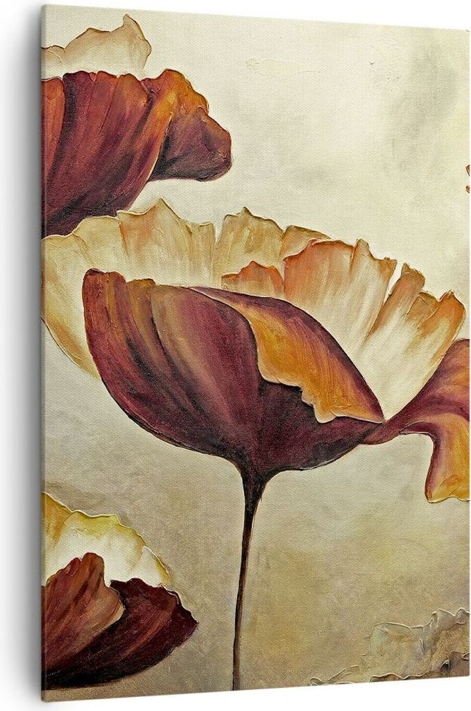 Bild auf Leinwand - Leinwandbild - Einteilig - Mohn Blume Wiese - 70x100cm - Wand Bild - Wanddeko - Wandbilder - Leinwanddruck - Wanddekoration - L...