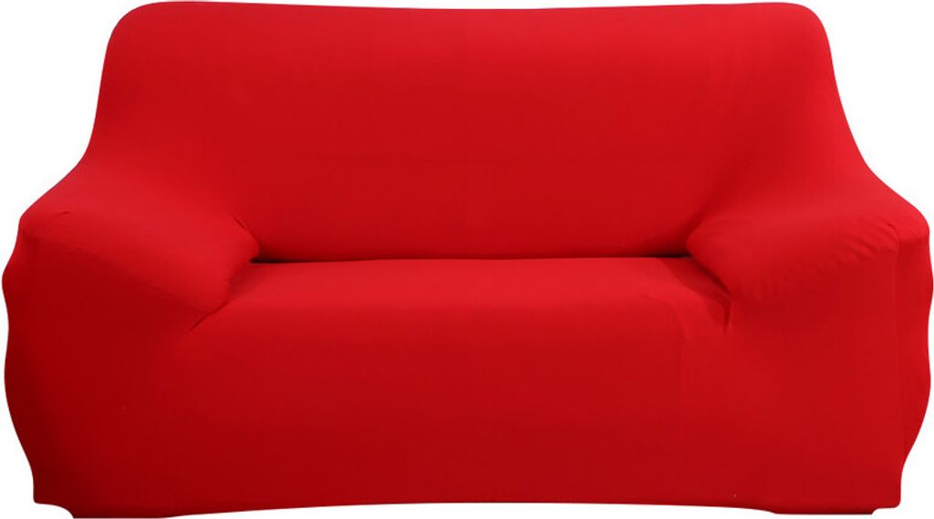 ele ELEOPTION Sofahusse Stretchhusse Sofabezug Polyester Rippstrick (Rot, 2 Sitzer für Sofalänge 140-185cm)