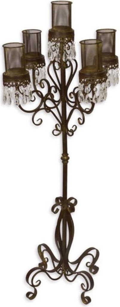 Casa Padrino Kerzenhalter / Kerzenständer Braun Ø 50 x H. 121 cm - Gartendekoration im Jugendstil