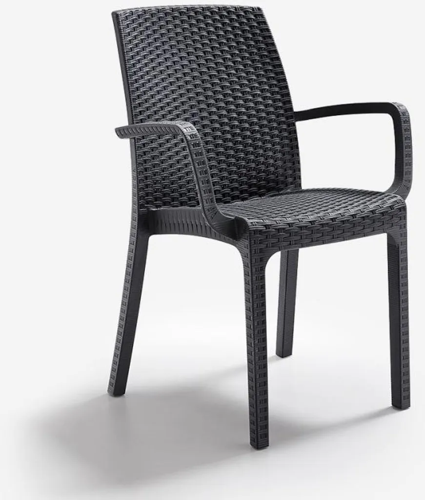 Chaise de jardin Indiana BICA avec accoudoirs empilable effet rotin chic
